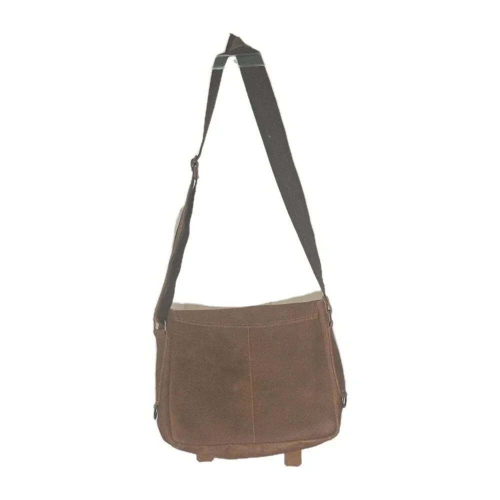 Brown Messenger Bag for Men Adjustable Shoulder Strap Geniune Leather